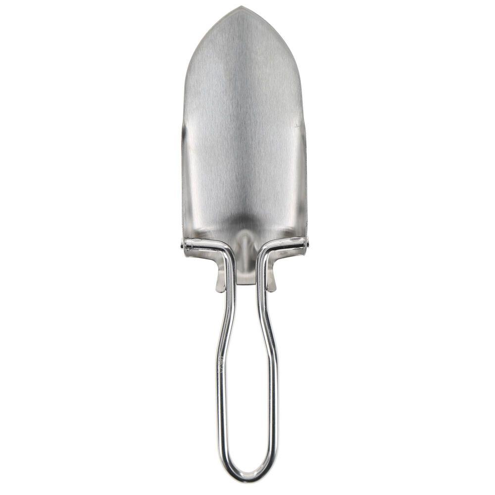 Stainless steel garden hand trowel on white background