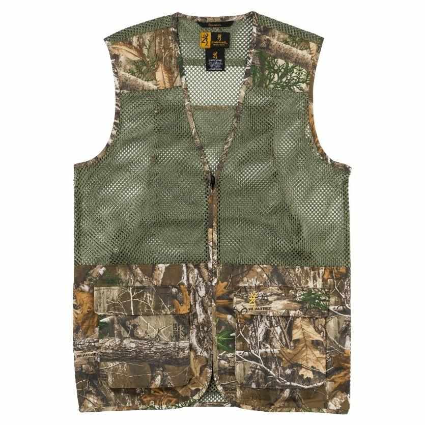 Camouflage mesh hunting vest with front pockets