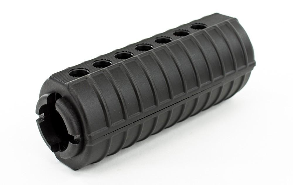 Black rifle handguard with vent holes