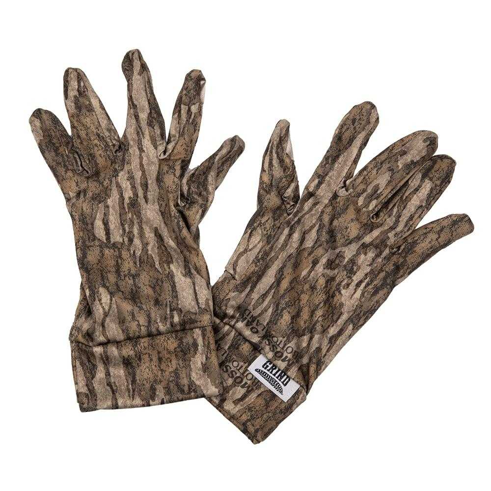 Pair of camouflage hunting gloves with tree pattern