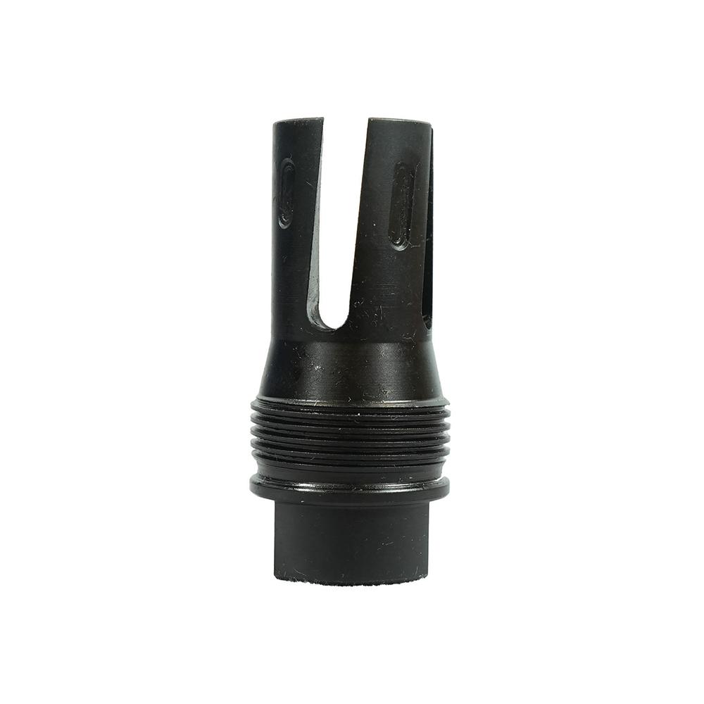Black metal flash hider with threaded base