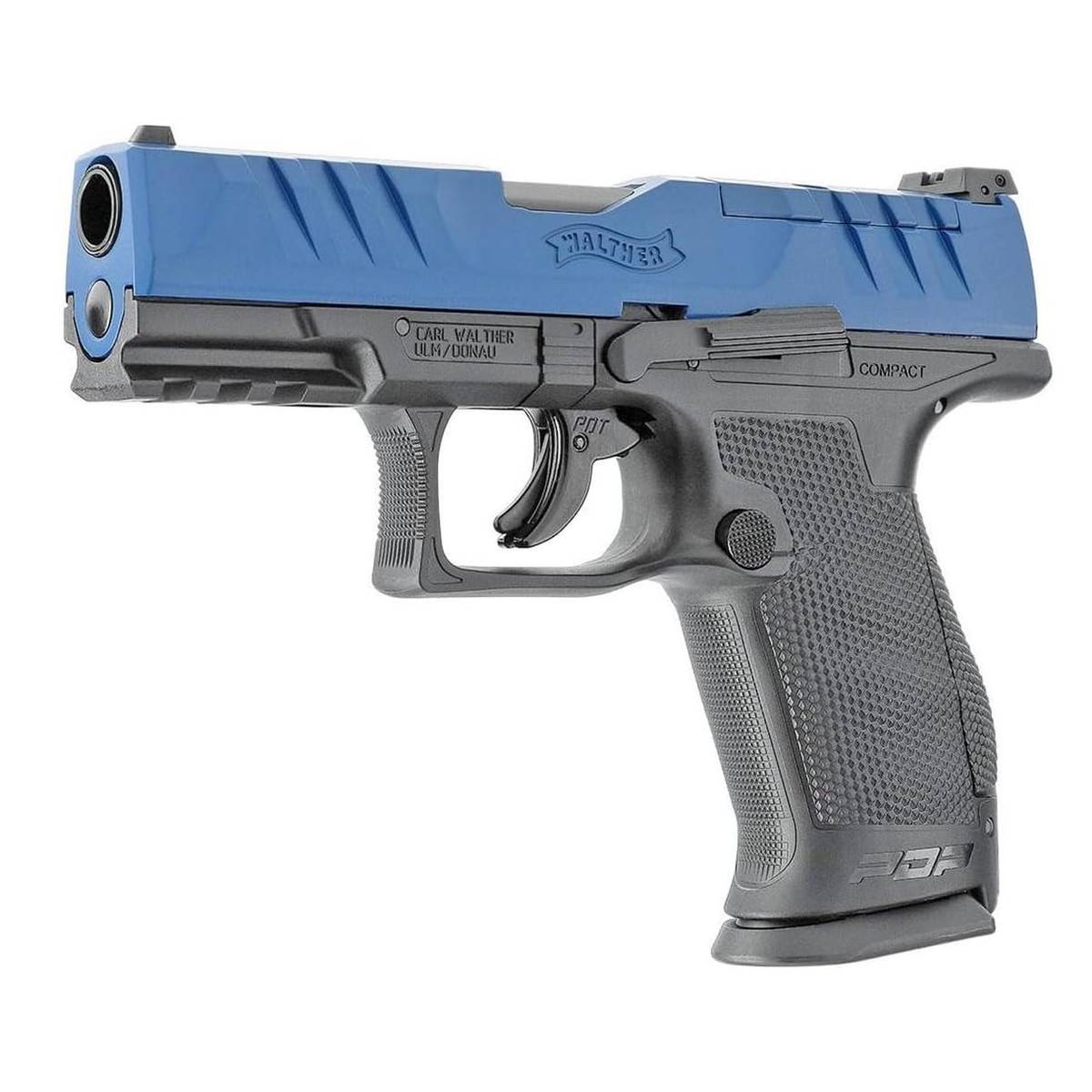 Walther PDP compact pistol with blue slide