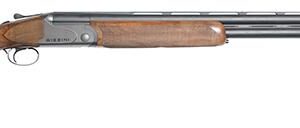 Over-under shotgun with wooden stock and double barrels