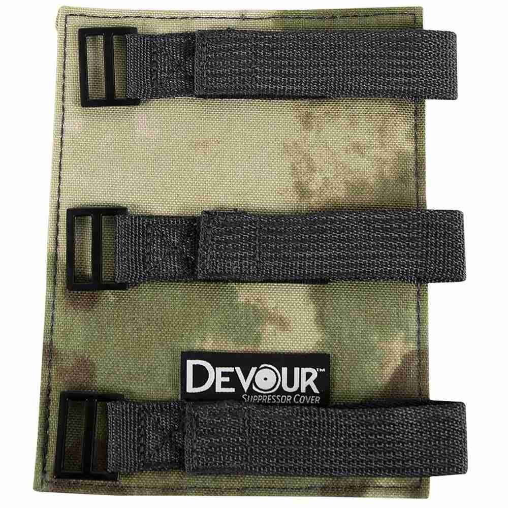 Camouflage suppressor cover with adjustable black straps