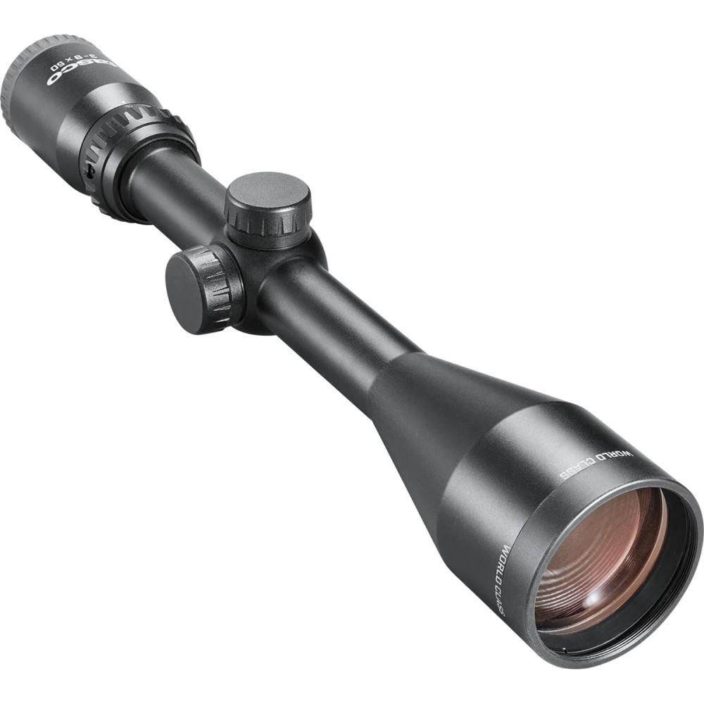 Black rifle scope with adjustment turrets