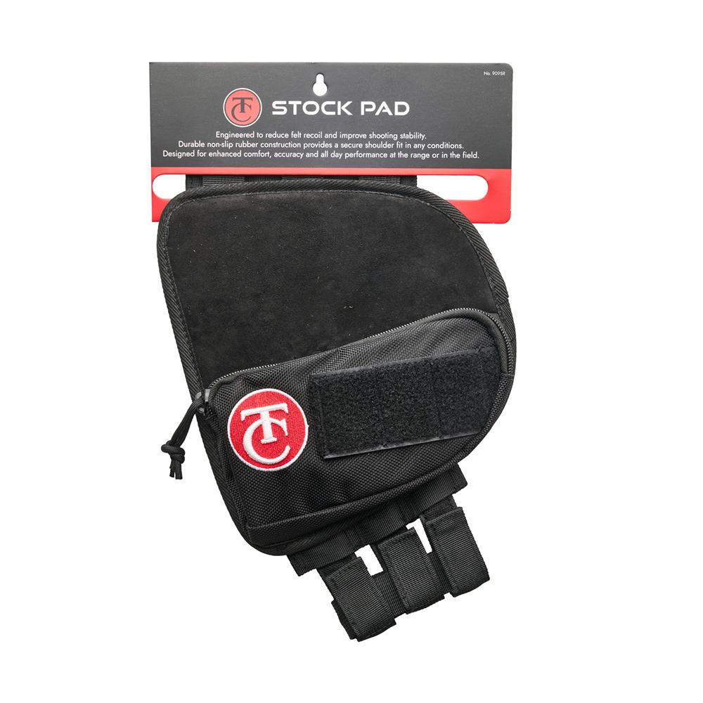 Black rifle stock pad with Velcro strap