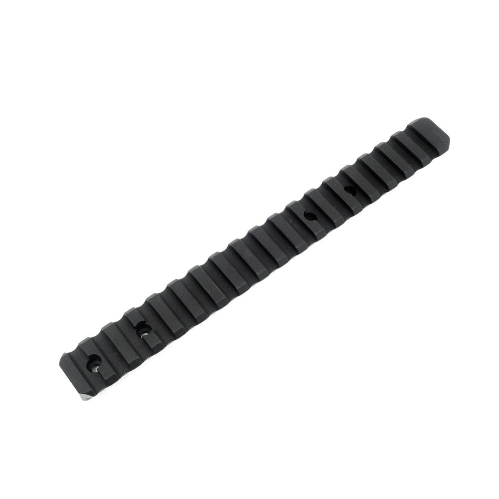Black Picatinny rail mount on white background