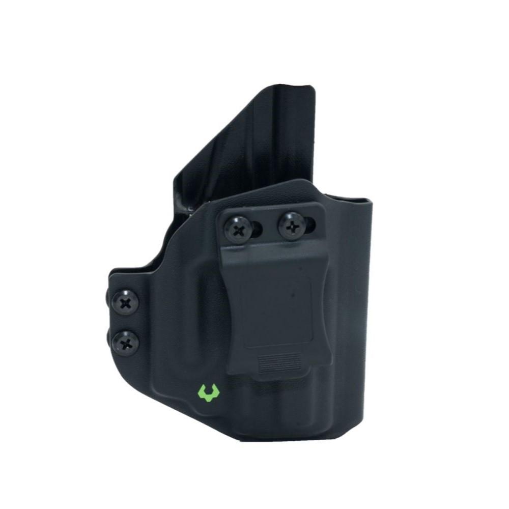 Black Kydex handgun holster with belt clip
