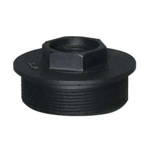 Black threaded metal pipe adapter with hex top
