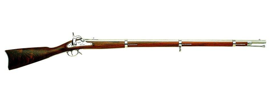 Antique flintlock musket with wooden stock