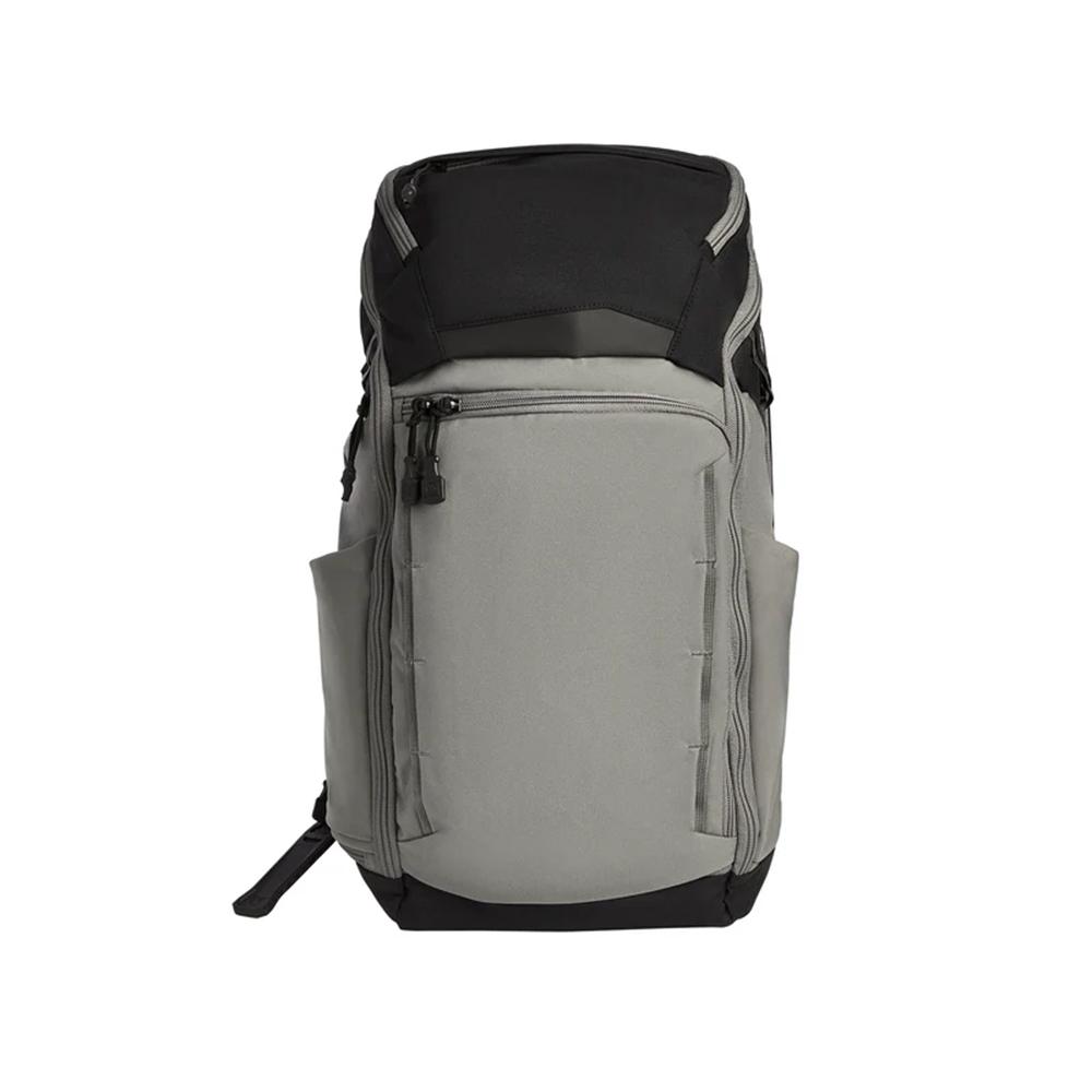 Gray and black multi-compartment backpack