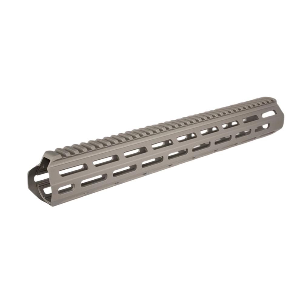 Tan rifle handguard with M-LOK slots