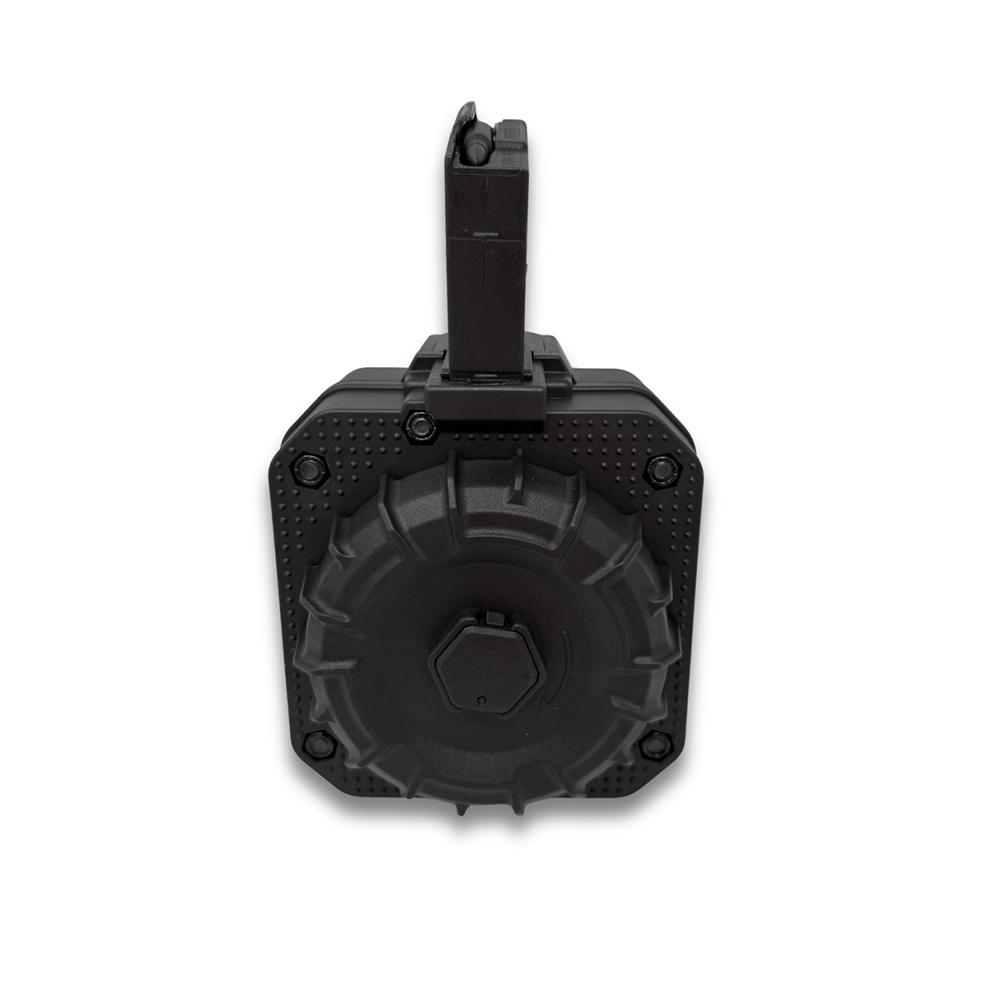 Black drum magazine for rifle