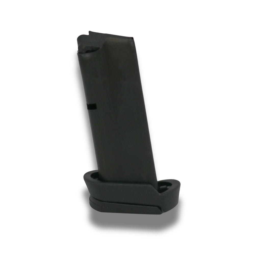 Black handgun magazine on white background