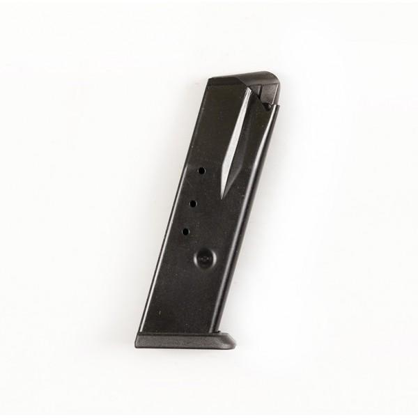 Black handgun magazine on white background