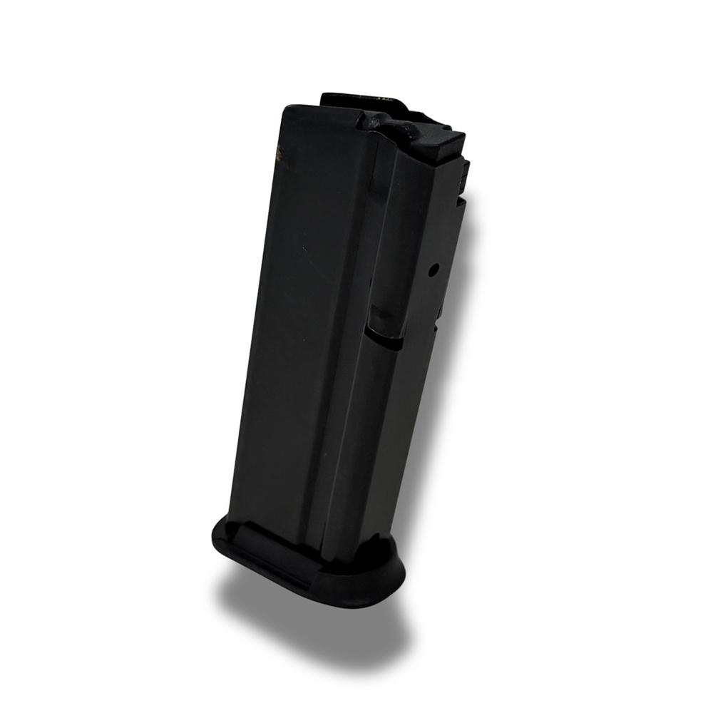 Black handgun magazine on white background