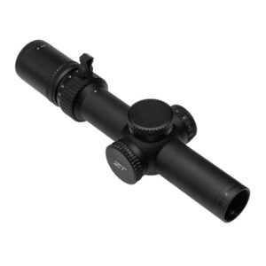 Black rifle scope with adjustment turrets