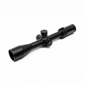 Black rifle scope on white background