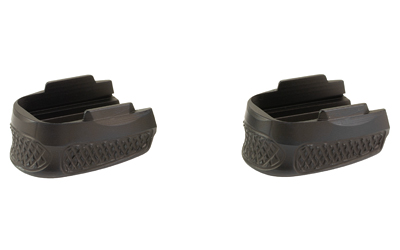 Two black magazine base plate extensions