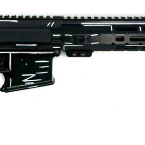 Black modern semi-automatic rifle on white background