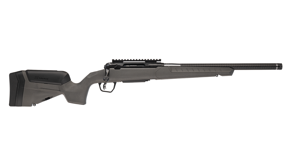 Bolt-action rifle with synthetic stock and carbon barrel