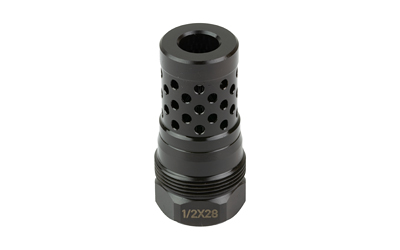 Black threaded muzzle device with perforated top