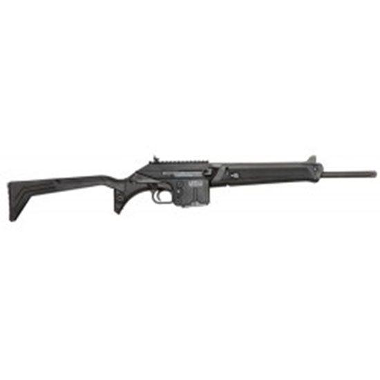Black tactical rifle isolated on white background