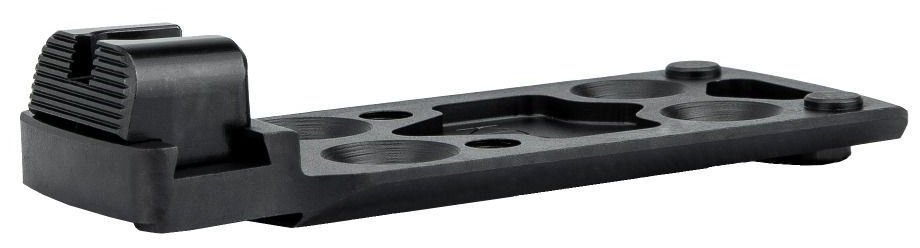 Black metal mounting plate with ridged rear block