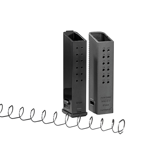 Two handgun magazines with coiled spring