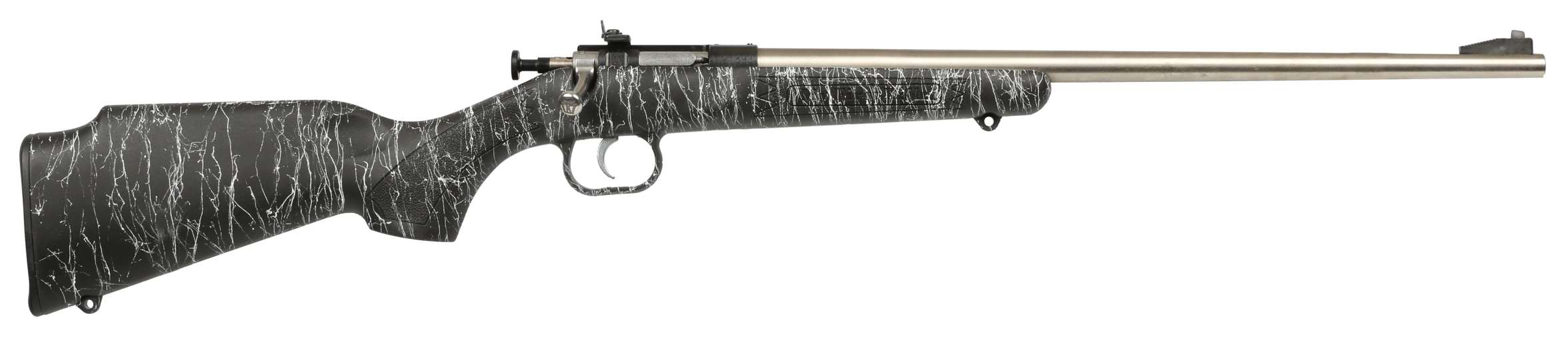 Bolt-action rifle with black patterned stock