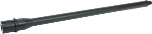 Long black rifle barrel with suppressor attachment