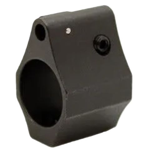 Black metal mounting block with circular opening