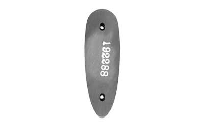 Gray oval metal tag with number 19288