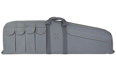 Gray soft rifle case with storage pockets