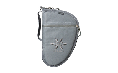 Gray zippered pouch with wrist strap