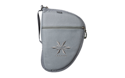 Light gray leather sling bag with zipper
