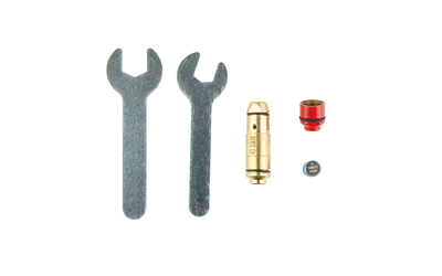 Small tools and metal components on white background