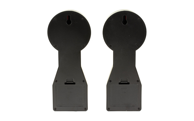 Two black wall-mounted electronic devices side by side