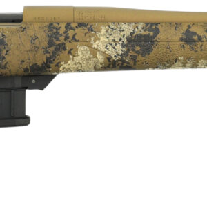 Camouflage bolt-action rifle isolated on white background