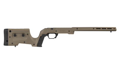 Tan precision rifle chassis stock on white background