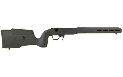 Black bolt-action rifle on white background