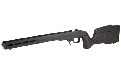 Black tactical rifle on white background