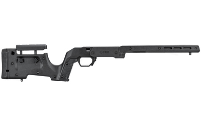 Black tactical rifle chassis stock on white background
