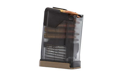 Transparent rifle magazine loaded with ammunition rounds