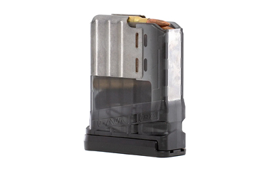 Transparent rifle magazine with visible ammunition rounds