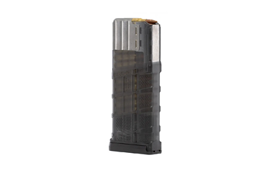 Translucent rifle magazine with visible cartridges inside