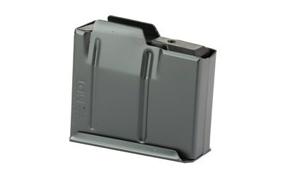 Metal rifle magazine on white background