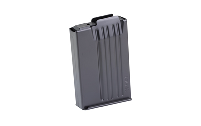 Metal rifle magazine on white background