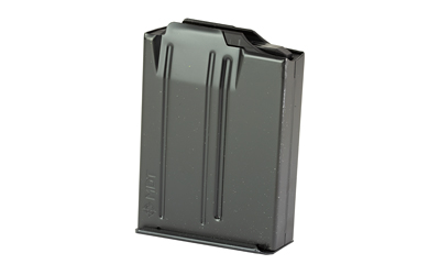Metal rifle magazine on white background
