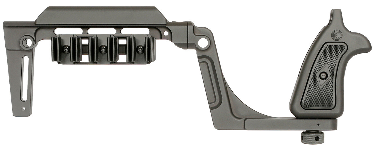 Firearm pistol grip with mounting bracket and rail